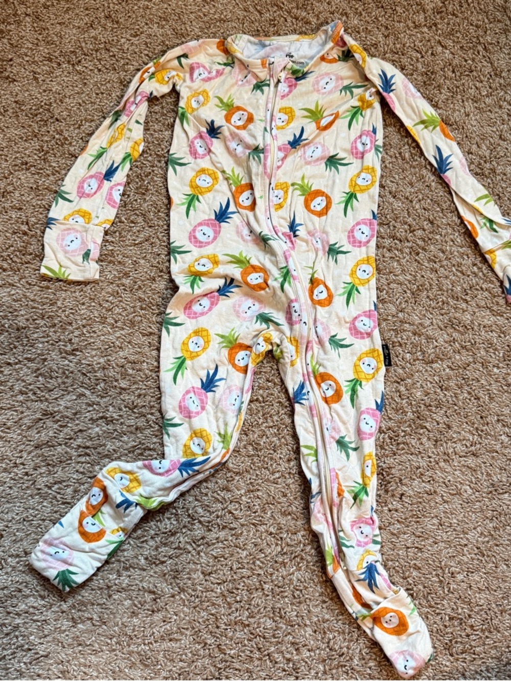 Millie & Roo Pineapple Bamboo Zippy Sleeper pajamas